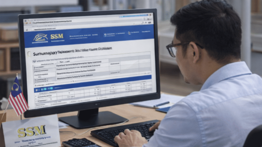 Company secretary preparing incorporation documents for SSM submission